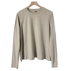 SKIMS Relaxed Long Sleeve T-Shirt in Taupe Cotton Blend Size XL